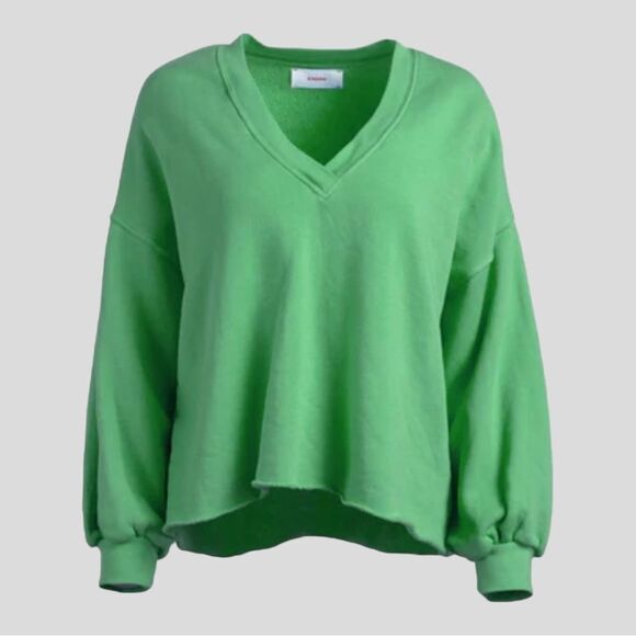 XiRENA Dayna V Neck Long Sleeve Sweatshirt in Green Leaf XS - Picture 8 of 8